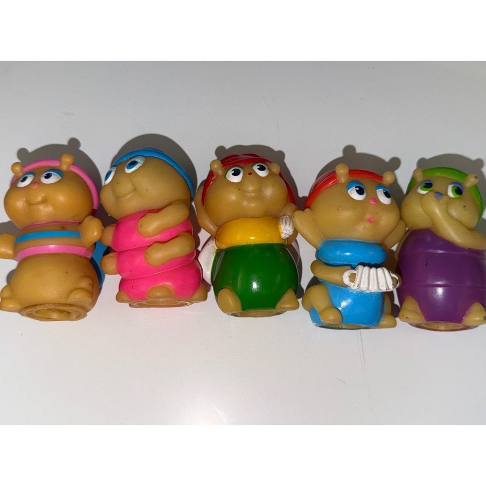 Vintage Glo Friends Finger Puppets 1980s Lot of 5 Bug Figures Playskool Hasbro